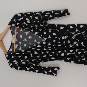 Joseph Ribkoff Maxi Dress 3/4 Sleeve Wrap Layered Ruffle Size 10 Black White